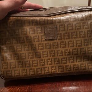 Fendi Brown Toiletry Bag with Iconic Monogram